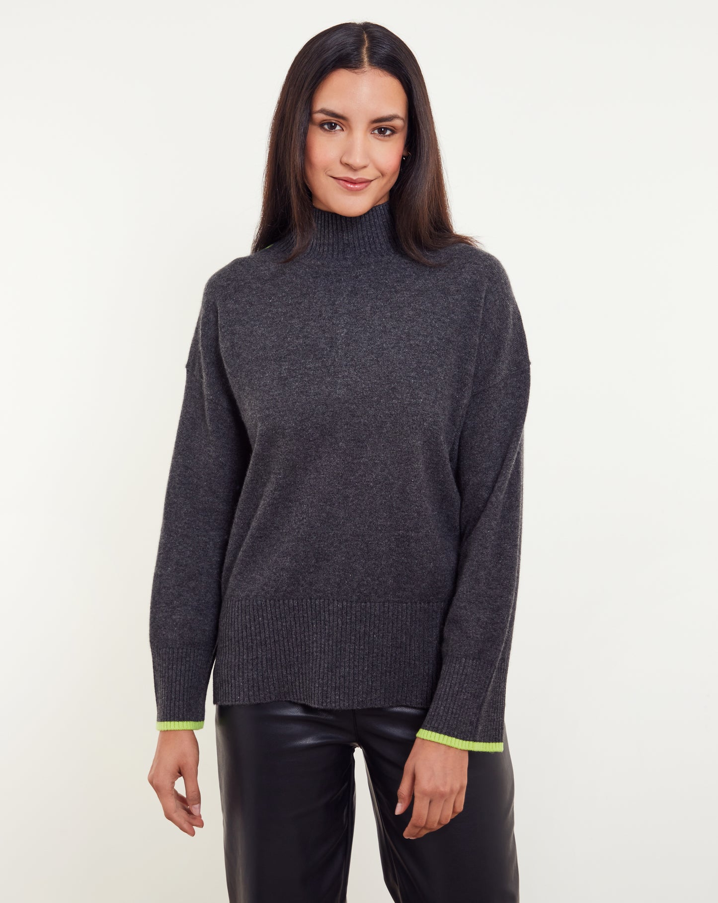Alex Split Hem Mock Neck