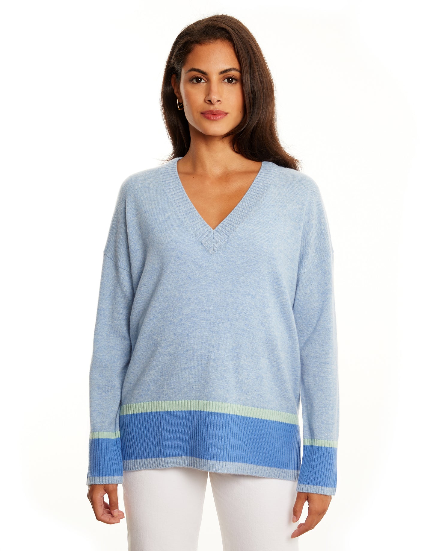 Rae Blocked Trim Longline V-Neck