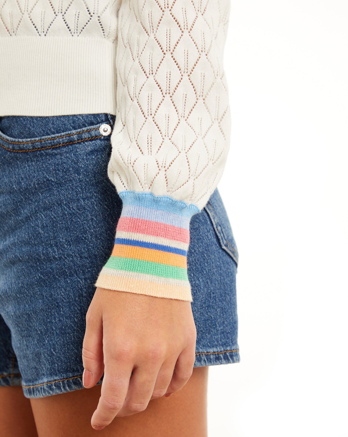 Margot Stripe Cuff Stitch V-Cardi