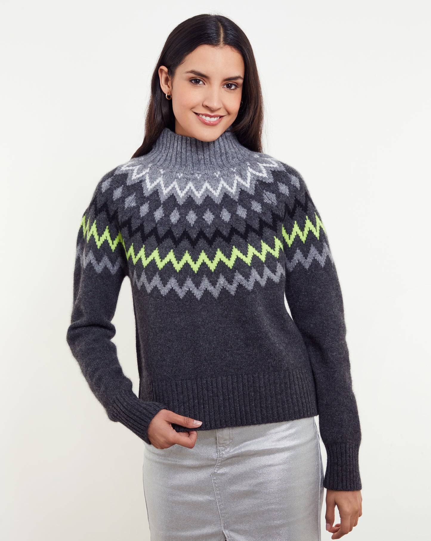 Sara Oversized Fairisle Mock Neck