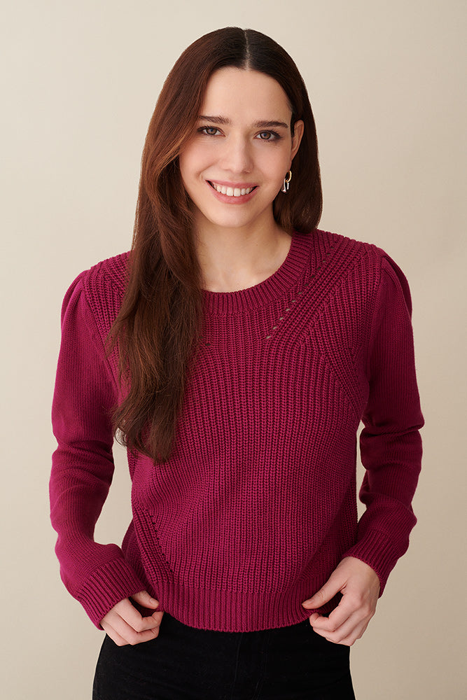 Matilda Puff Sleeve Rib Crew