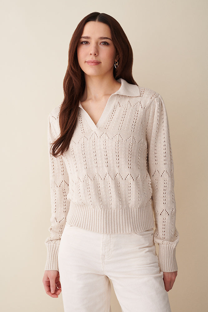 Phoebe Pointelle Polo Neck