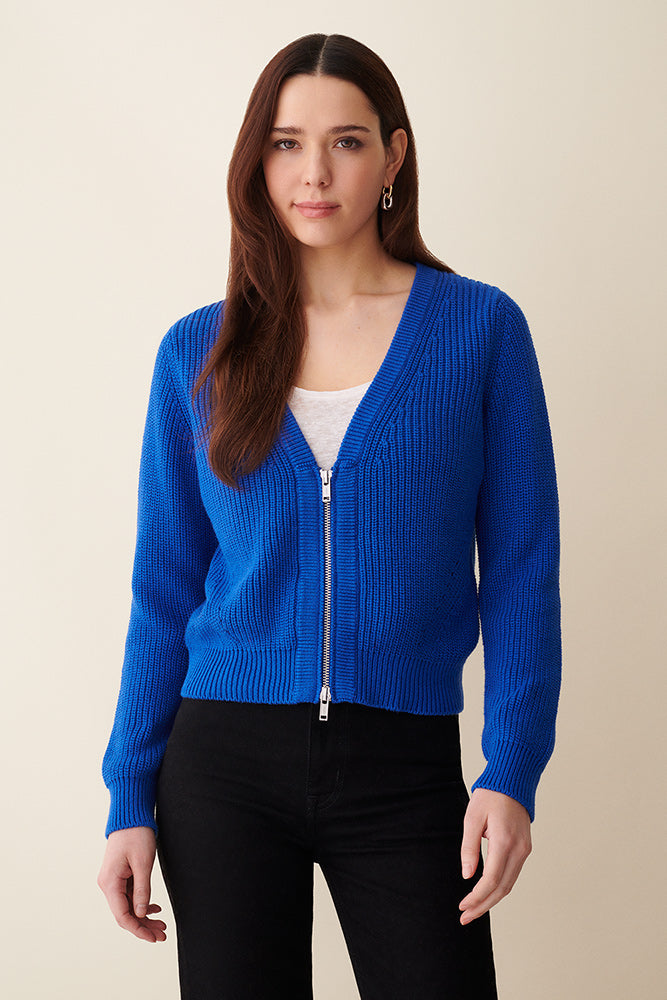Millie Rib Zip V Cardigan