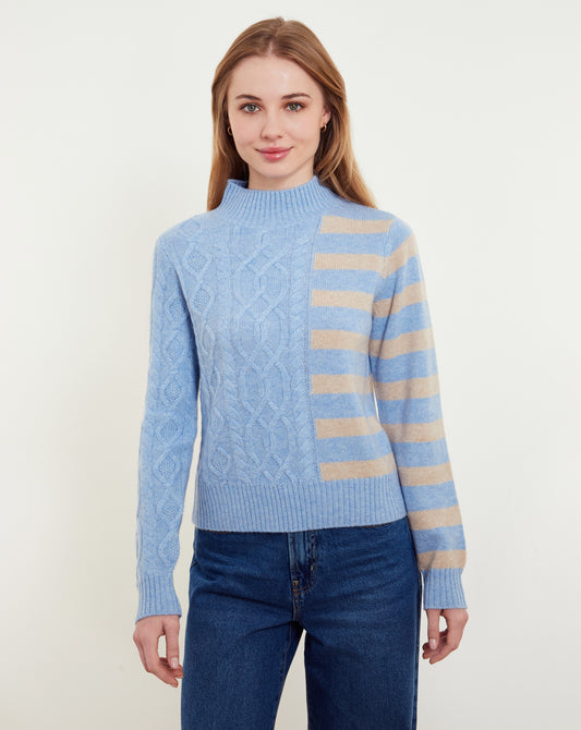 Diana Patchwork Cable Mock Neck