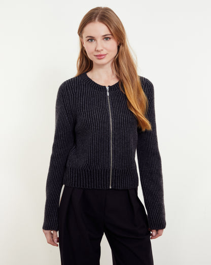 Juno Plaited Rib Zip Bomber
