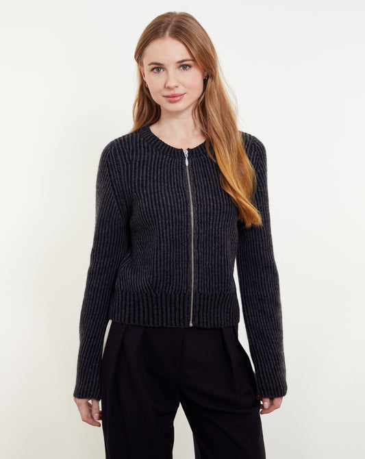 Juno Plaited Rib Zip Bomber