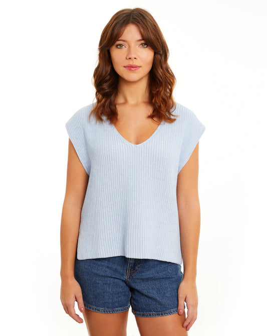 Soraya Plaited Rib V-Neck Tee