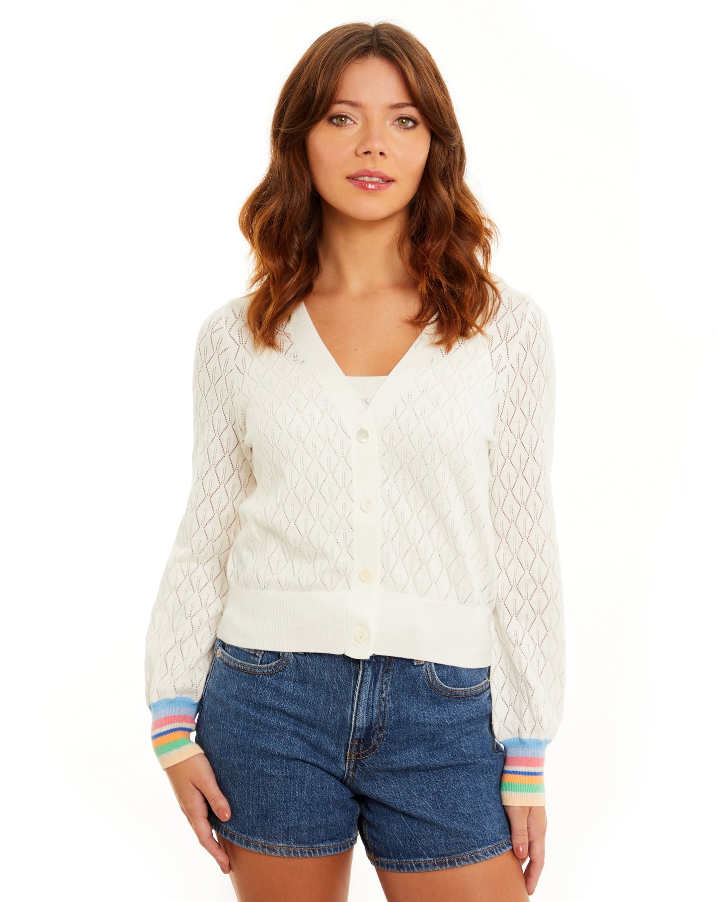 Margot Stripe Cuff Stitch V-Cardi