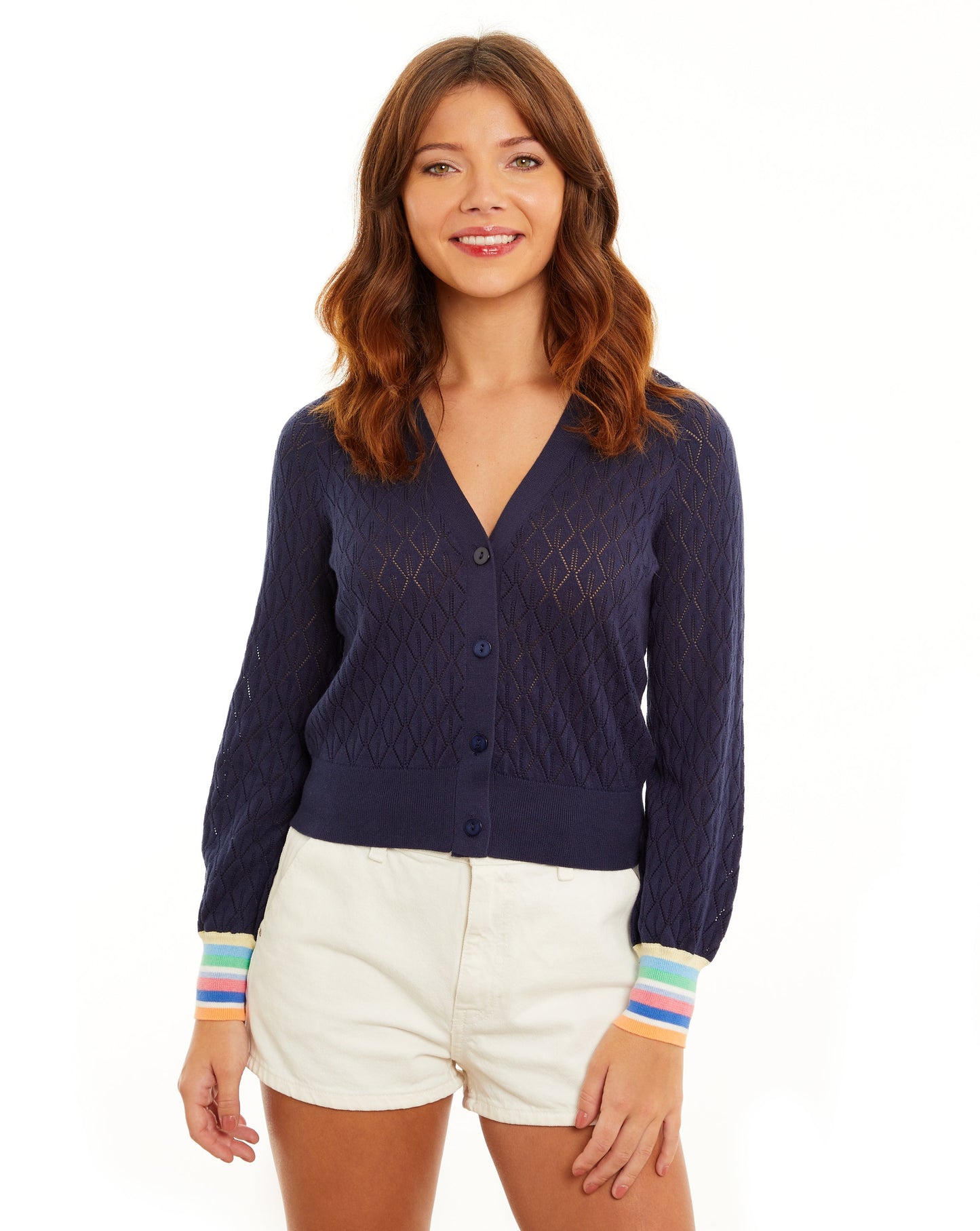 Margot Stripe Cuff Stitch V-Cardi
