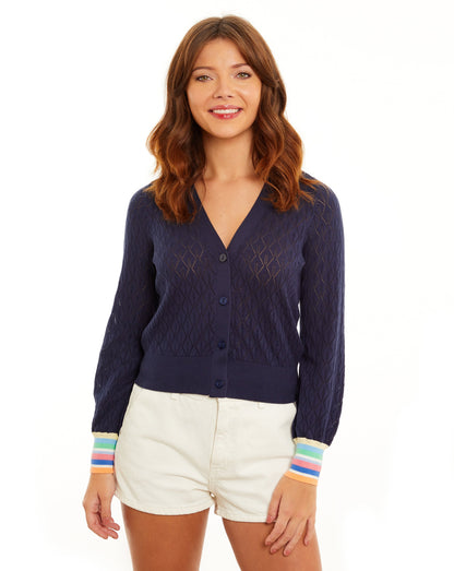 Margot Stripe Cuff Stitch V-Cardi