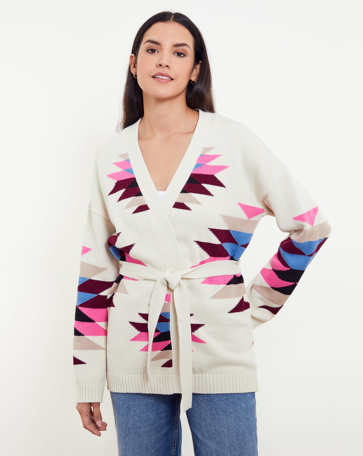 Tahlia Longeline Aztec Edge To Edge Cardi