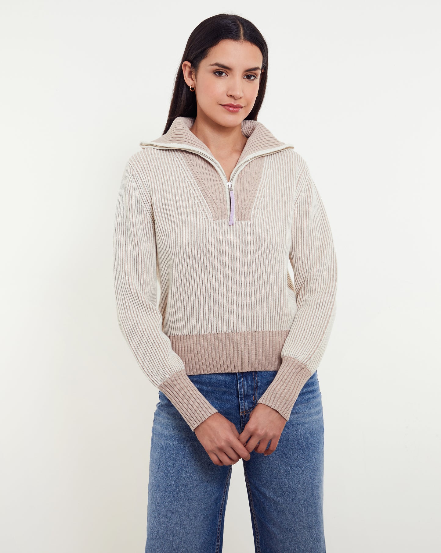 Verity Plaited Rib Qtr Zip